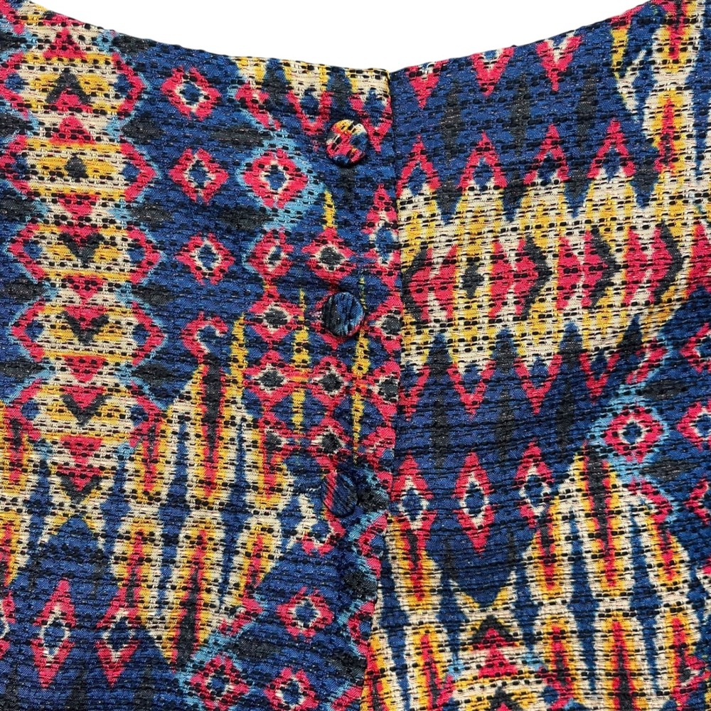 Sam Edelman Aztec Metallic Textured Crop Tank Top Sleeveless Small - Picture 3 of 5